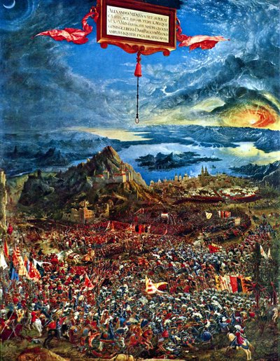 Duits: Historienzyklus: Alexanderschlacht (Schlacht bei Issus) De slag van Alexander bij Issus door Albrecht Altdorfer