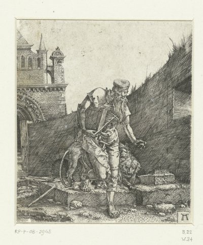Sint Hiëronymus op de binnenplaats van een kerk door Albrecht Altdorfer