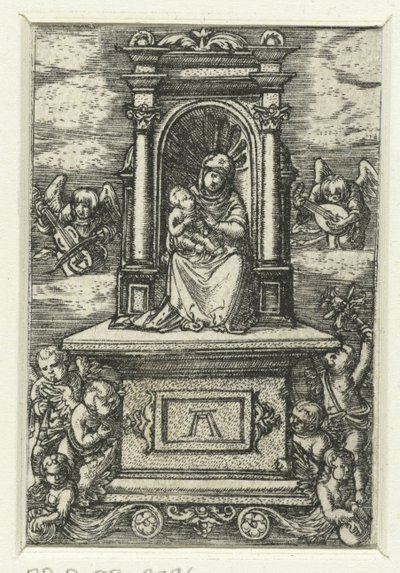 Maria met kind op een troon door Albrecht Altdorfer