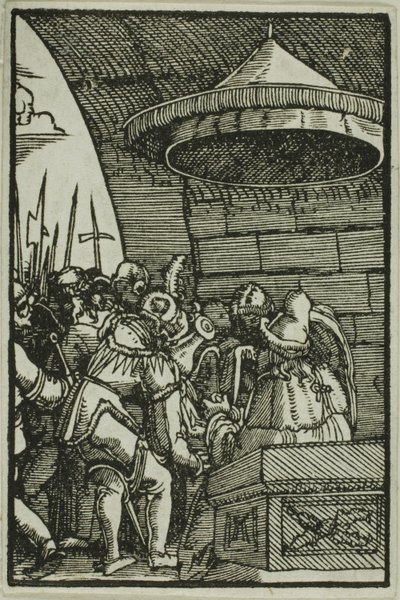 Pilatus wast zijn handen, uit De Val en Verlossing van de Mens door Albrecht Altdorfer