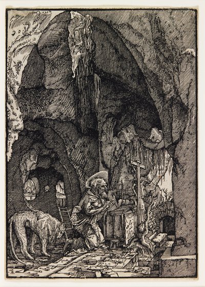 De heilige Hiëronymus in een grot door Albrecht Altdorfer