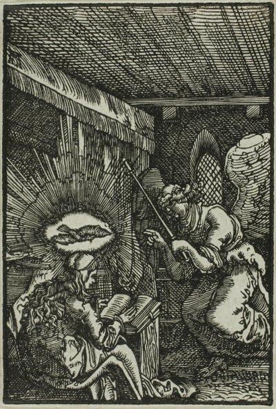 De Aankondiging, uit De Val en Verlossing van de Mens door Albrecht Altdorfer