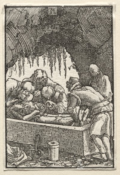 De val en verlossing van de mens: Begrafenis van Christus door Albrecht Altdorfer