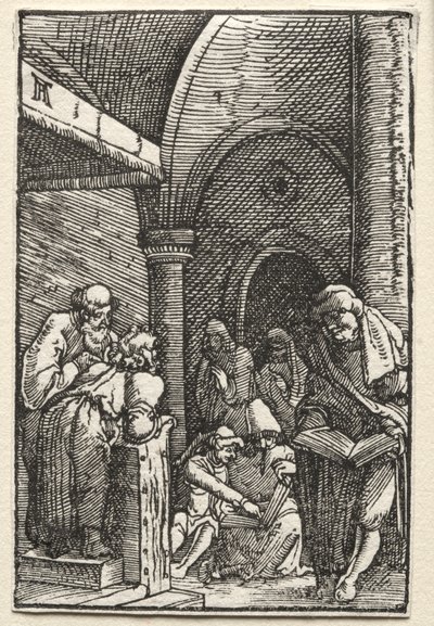 De val en verlossing van de mens: Christus in discussie met de dokters door Albrecht Altdorfer