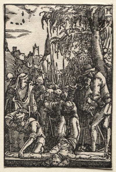 De Val en Verlossing van de Mens: Christus aan het Kruis Genageld door Albrecht Altdorfer