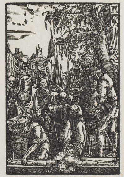 De Val en Verlossing van de Mens: Christus aan het Kruis genageld door Albrecht Altdorfer