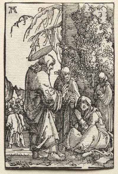 De val en verlossing van de mens: Christus neemt afscheid van zijn moeder voor de passie door Albrecht Altdorfer