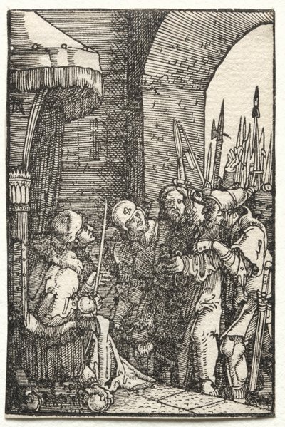 De Val en Verlossing van de Mens: Christus voor Pilatus door Albrecht Altdorfer