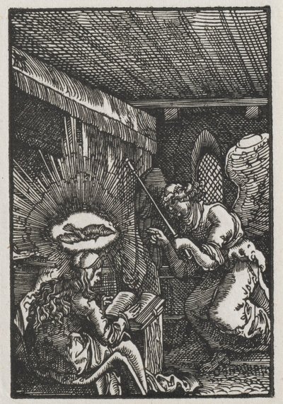 De val en verlossing van de mens: De annunciatie, ca. 1513 door Albrecht Altdorfer