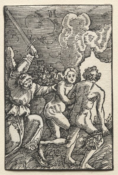 De val en verlossing van de mens: De verdrijving uit Eden door Albrecht Altdorfer