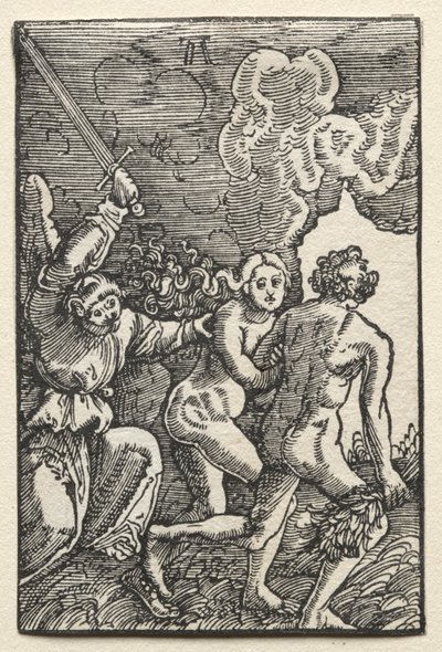 De val en verlossing van de mens: De verdrijving uit Eden, ca. 1515 door Albrecht Altdorfer