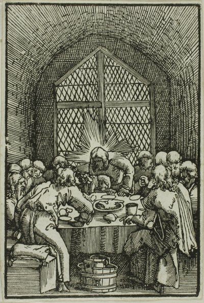 Het Laatste Avondmaal, uit De Val en Verlossing van de Mens door Albrecht Altdorfer