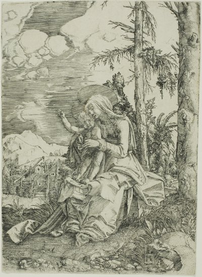 De Maagd met het Zegenende Kind in een Landschap door Albrecht Altdorfer
