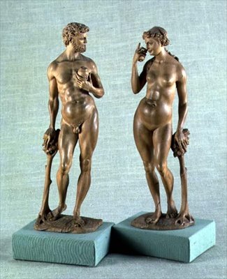 Adam en Eva, een paar standbeelden, ca. 1600 door Albrecht Dürer