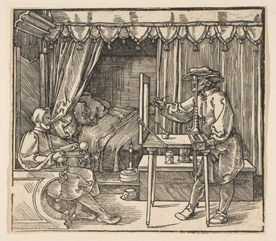 Kunstenaar tekent een portret van een man door Albrecht Dürer