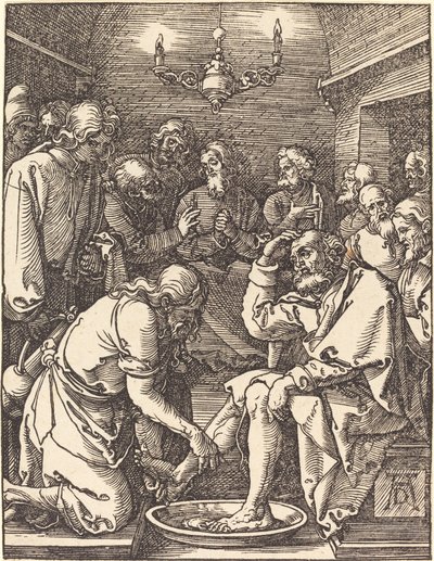 Christus wast de voeten van de discipelen door Albrecht Dürer