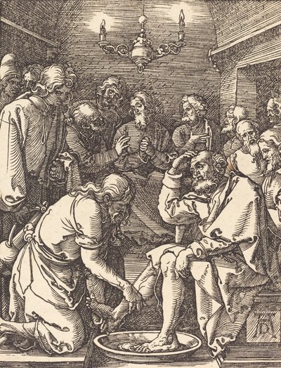Christus wast de voeten van de discipelen door Albrecht Dürer