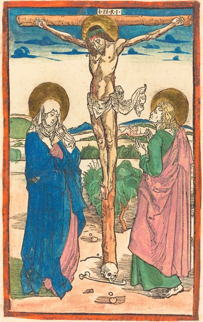 Christus aan het Kruis tussen de Maagd en Sint Johannes door Albrecht Dürer