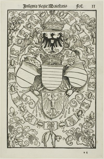 Wapen van Maximiliaan I als Koning van de Romeinen door Albrecht Dürer