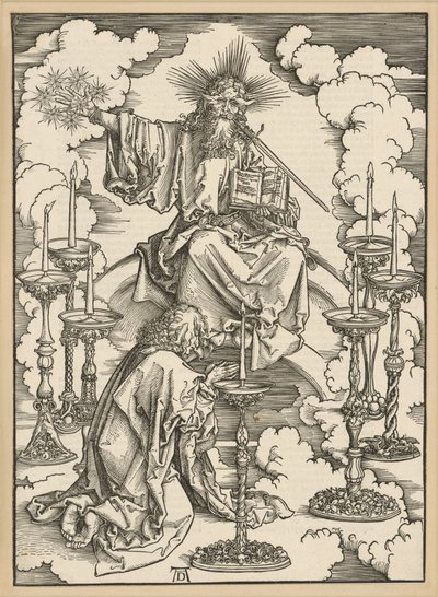 Het visioen van de zeven kandelaars (Apocalyps) door Albrecht Dürer