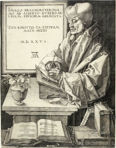 Erasmus van Rotterdam (Bartsch 107) door Albrecht Dürer