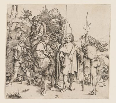Vijf voetsoldaten en een bereden Turk door Albrecht Dürer
