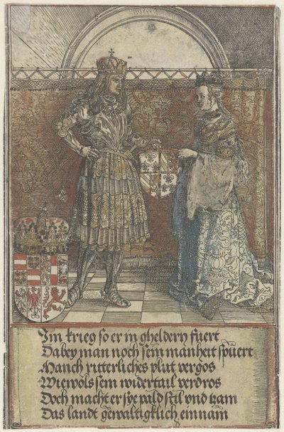 Het Bourgondische huwelijk: Maximiliaan trouwt met Maria van Bourgondië door Albrecht Dürer