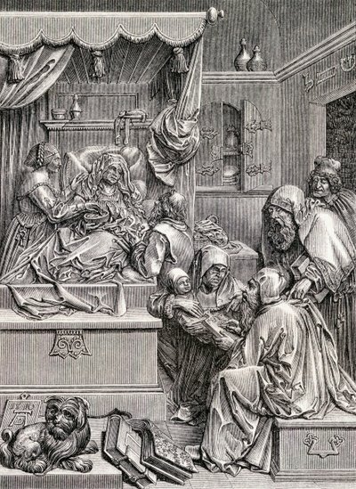 Hoog reliëfbeeld van de geboorte van St. Johannes, 1855 door Albrecht Dürer