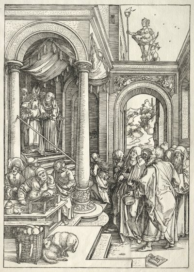 Leven van de Maagd: Presentatie van de jonge Maagd in de Tempel, 1504-1505 door Albrecht Dürer