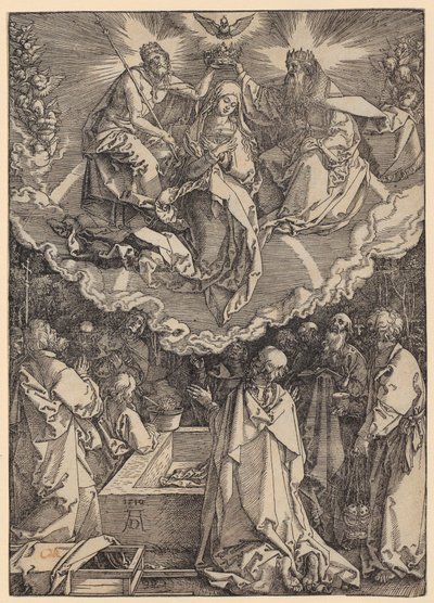 De Hemelvaart en de kroning van Maria, blad 19 uit de serie „Het leven van Maria” door Albrecht Dürer