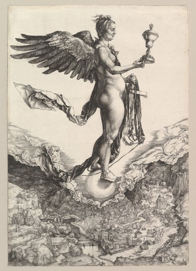 Nemesis Het Grote Fortuin, 1501-2 door Albrecht Dürer