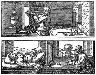 Perspectiefmachine, 1525, 1936 door Albrecht Dürer