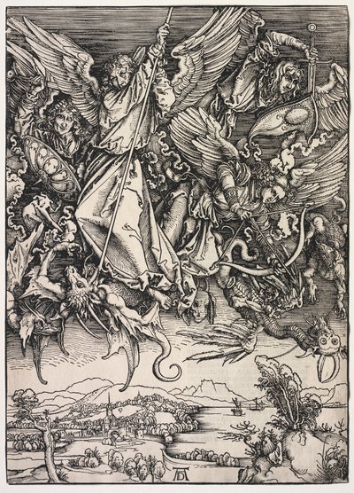 Openbaring van Johannes: Sint Michael die de Draak Bestrijdt door Albrecht Dürer