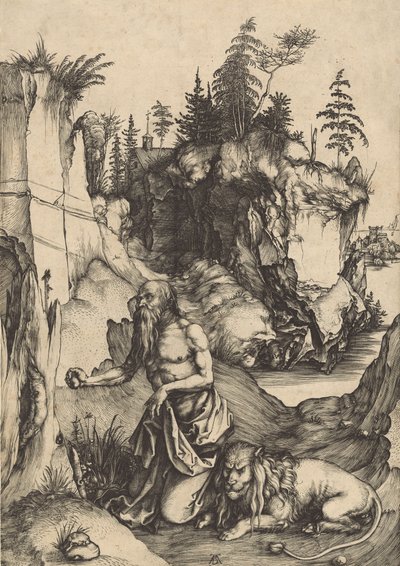 Sint Hiëronymus boetvaardig in de wildernis, c. 1496 door Albrecht Dürer