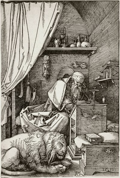 De heilige Hiëronymus in zijn cel (Bartsch 114) door Albrecht Dürer