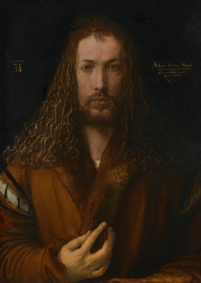 Zelfportret met mantel afgezet met bont door Albrecht Dürer