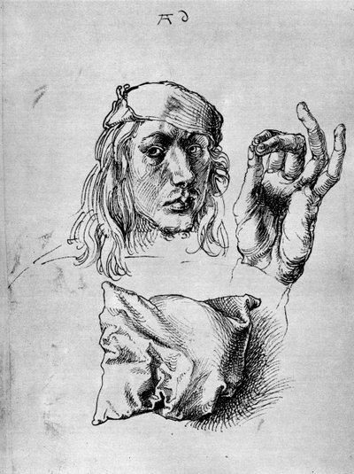 Zelfportret met een kussen, 1493, 1936 door Albrecht Dürer