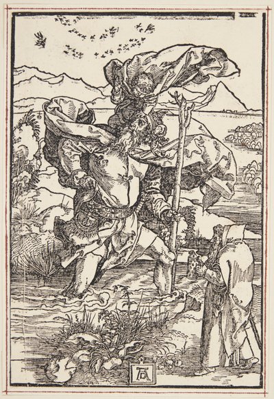 St. Christoffel in de wildernis met een vlucht vogels door Albrecht Dürer