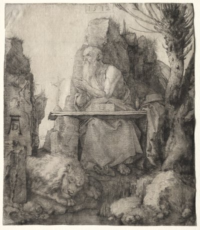 St. Hiëronymus Zittend Bij een Knotwilg door Albrecht Dürer
