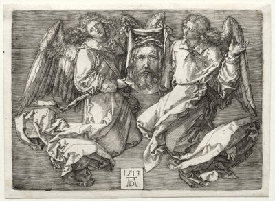 Sudarium getoond door twee engelen door Albrecht Dürer