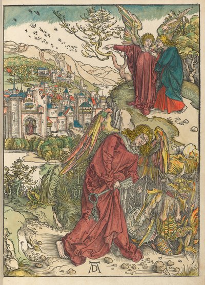 De engel met de sleutel tot de bodemloze put door Albrecht Dürer