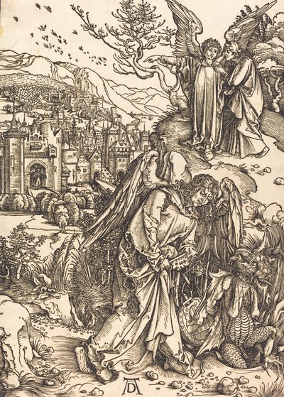 De engel met de sleutel tot de bodemloze put door Albrecht Dürer