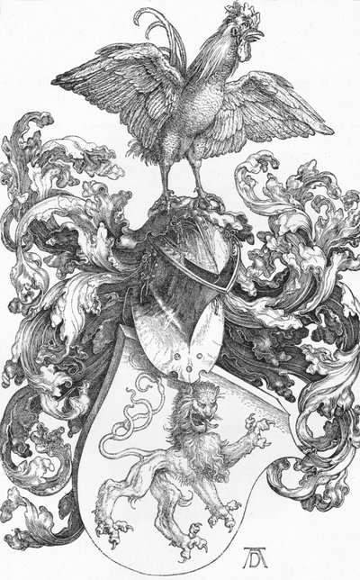 Het wapen met een leeuw en een haan, ca. 1502-1503, 1906 door Albrecht Dürer