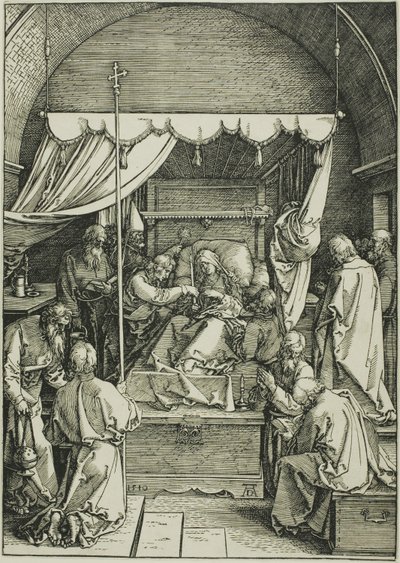 De dood van de maagd, uit Het leven van de maagd door Albrecht Dürer