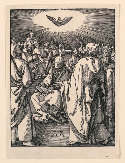 De nederdaling van de Heilige Geest (Pinksteren), uit de Kleine Passie-serie door Albrecht Dürer