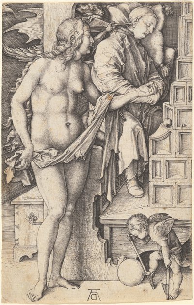 De Droom van de Dokter (Verleiding van de Luiaard) door Albrecht Dürer