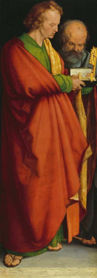 De vier apostelen, de heiligen Johannes en Petrus door Albrecht Dürer