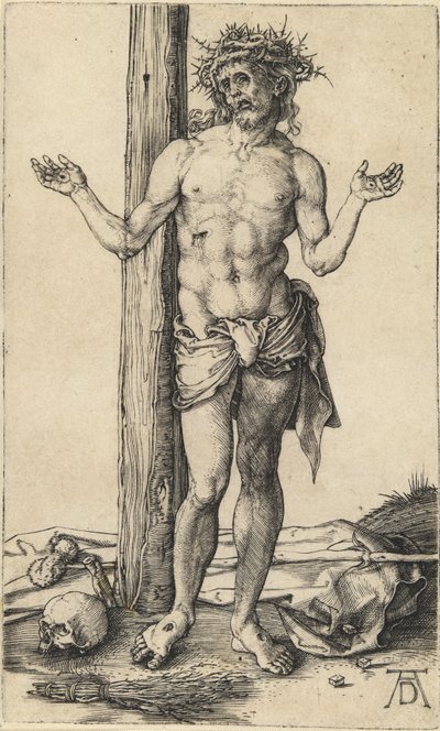 De Man van Smarten met Uitgestrekte Armen door Albrecht Dürer