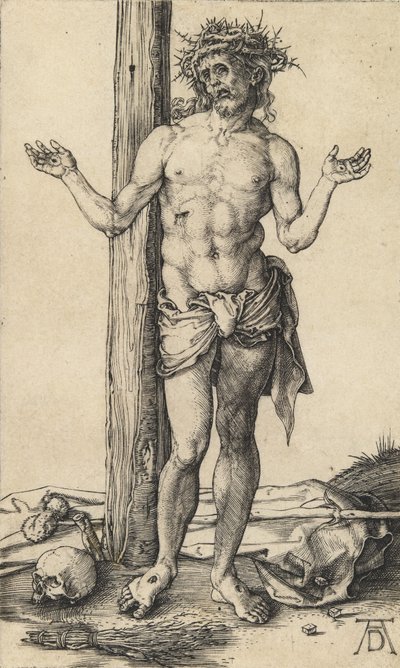 De man van smarten met uitgestrekte armen, ca. 1500 door Albrecht Dürer