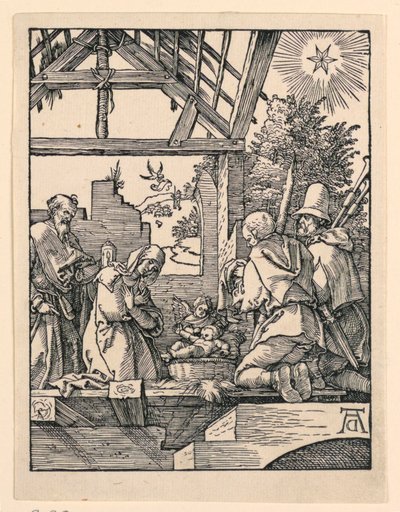 De Geboorte (Aanbidding van de Herders) uit De Kleine Passie Serie door Albrecht Dürer